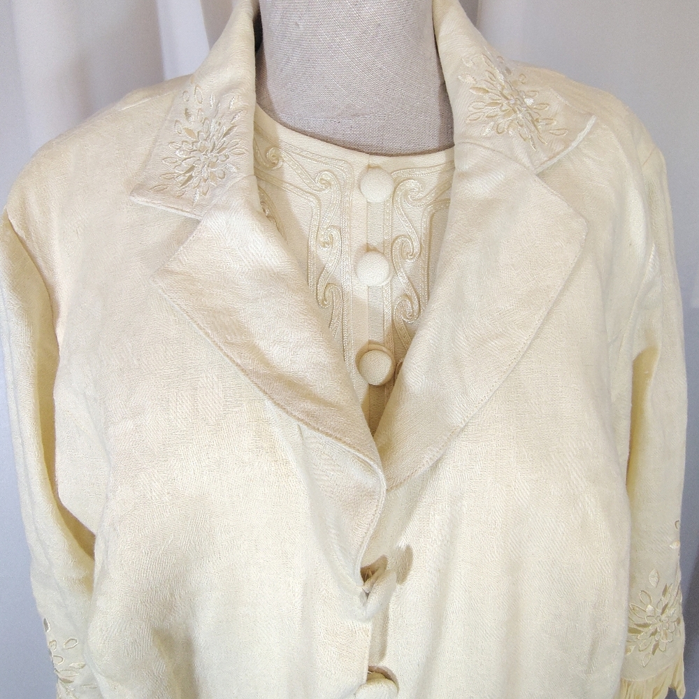 2 Pc:Vintage Karen Stevens Midi Dress+Plaza South 3/4 Sleeve Jacket, Yellow, 14 - Picture 5 of 16